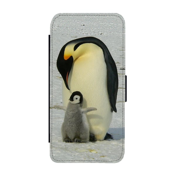 Til Samsung Galaxy S9: Penguins, flipdeksel med unikt motiv, mobiletui med stativfunksjon