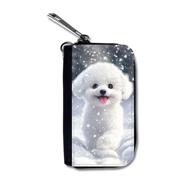 Bilnyckelfodral: Barn Söt Tecknad Bichon Frise Hund, skyddande fodral med livfull och unikt design