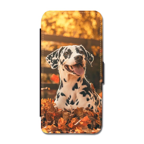 Til Samsung Galaxy S8: Hund Dalmatiner, flipdeksel med unikt motiv, mobiletui med stativfunksjon