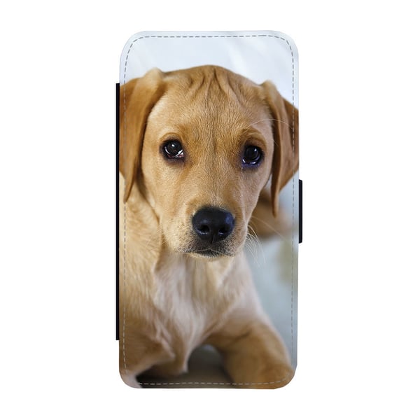 Til Samsung Galaxy S9: Labrador Puppy, flipdeksel med unikt motiv, mobiletui med stativfunksjon