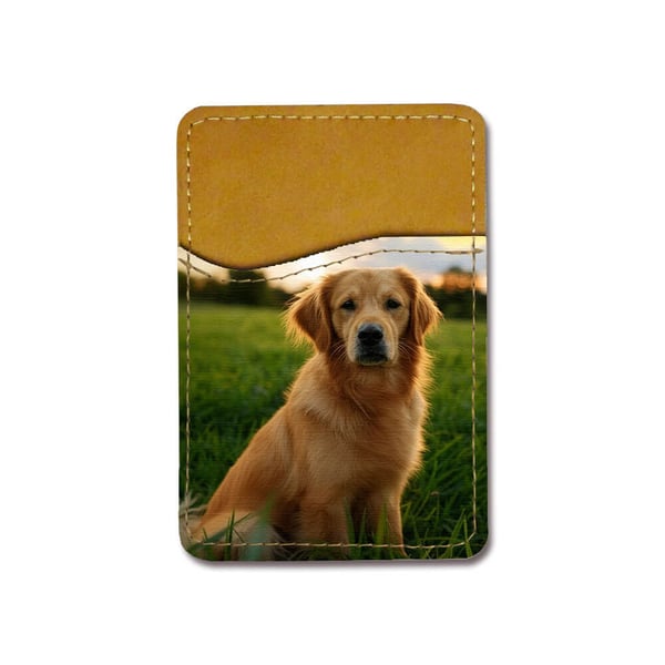 Selvklebende kortholder til mobil (Universell): Hunde Golden Retriever, kortlomme med levende og unikt design til telefonen