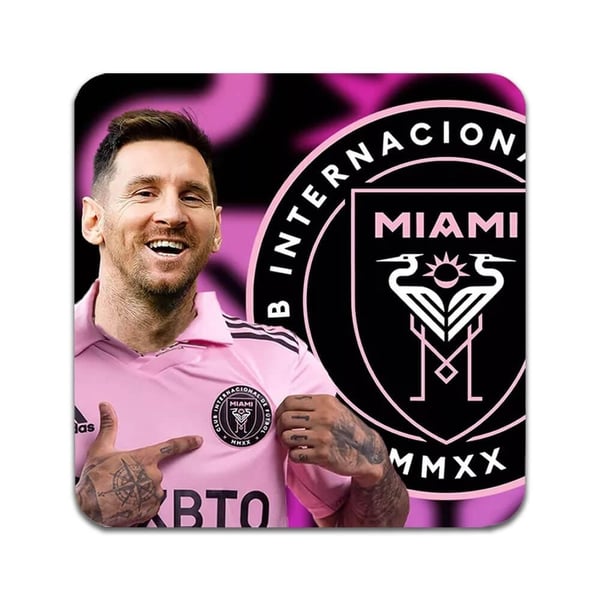 Glassunderlag (2-pakning): Messi 2023 Inter Miami, stilrene underlag med unike og livlige motiver