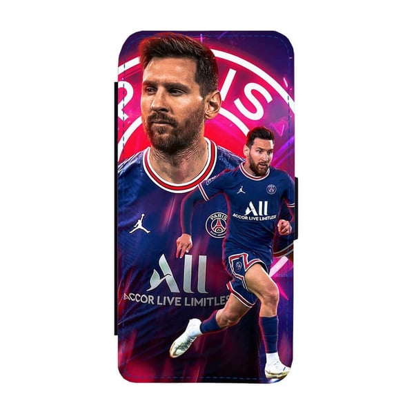 Til Samsung Galaxy S8: Lionel Messi 2021 PSG, flipdeksel med unikt motiv, mobiletui med stativfunksjon