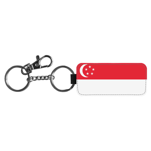 Nyckelring: Singapore Flagga, stilrent hängsmycke med livfull och unikt design