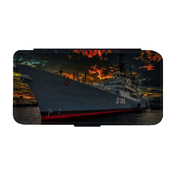 Til Samsung Galaxy S9: Navy Destroyer, flip-cover med unikt motiv, mobilcover med standerfunktion