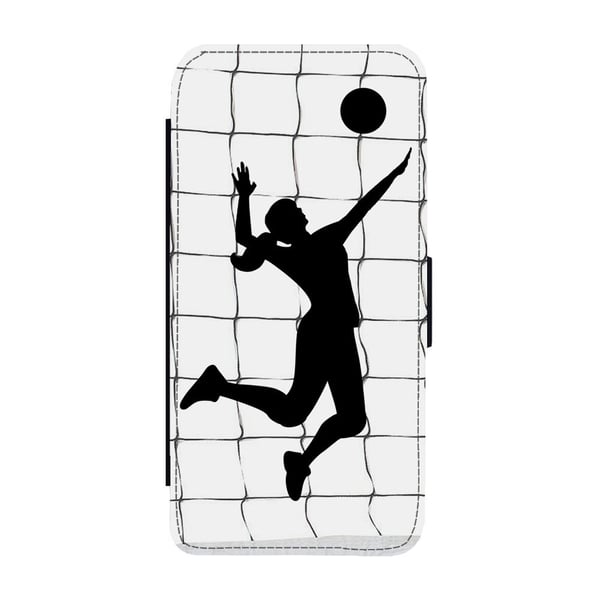 Til Samsung Galaxy S8+: Volleyball, flipdeksel med unikt motiv, mobiletui med stativfunksjon