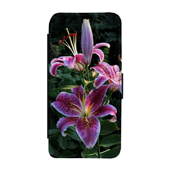 Til Samsung Galaxy S8+: Flower Lilies, flipdeksel med unikt motiv, mobiletui med stativfunksjon