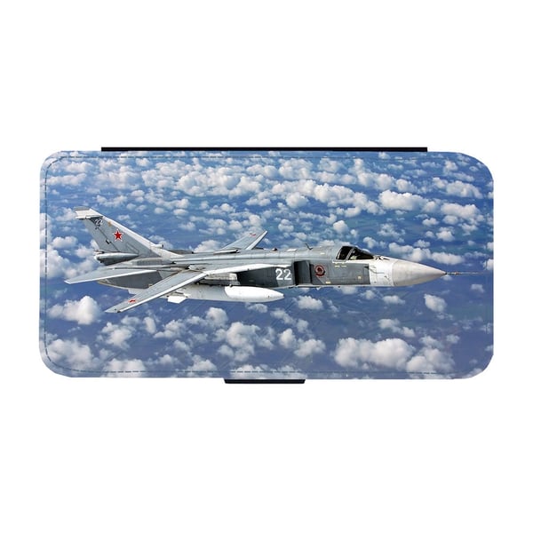Til Samsung Galaxy S8: Sukhoi Su-24 Attack Aircraft, flipdeksel med unikt motiv, mobiletui med stativfunksjon