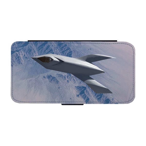 Til Samsung Galaxy S9: Boeing YF-118G Bird of Prey Reconnaissance Aircraft, flipdeksel med unikt motiv, mobiletui med stativfunksjon