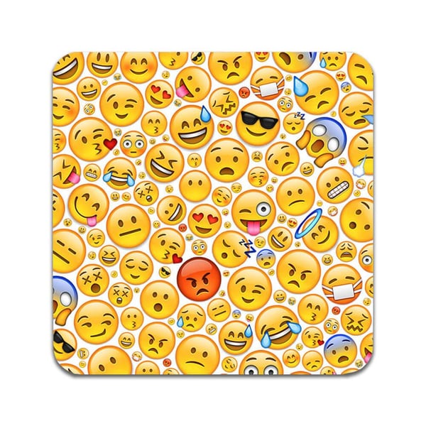 Glassunderlag (2-pakning): Emoji, stilrene underlag med unike og livlige motiver