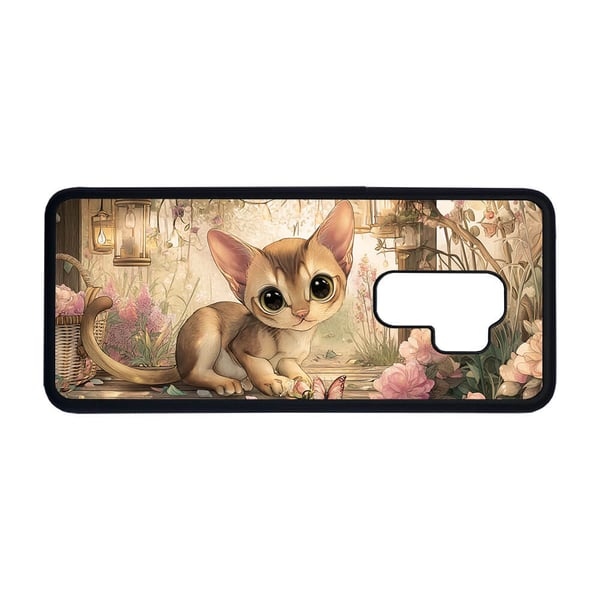 Til Samsung Galaxy S9+: Tegneserie Abessinier Katt, mobildeksel med unikt motiv, beskyttende cover