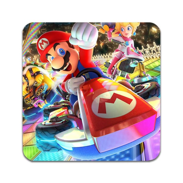 Glassunderlag (2-pakning): Mario Kart, stilrene underlag med unike og livlige motiver
