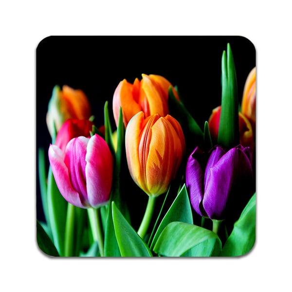 Glasbrikker (2-pak): Flower Tulips, stilrene bordskånere med unikke og levende motiver Glasbrikker (2-pak): Flower Tulips, stilrene bordskånere med unikke og levende motiver
