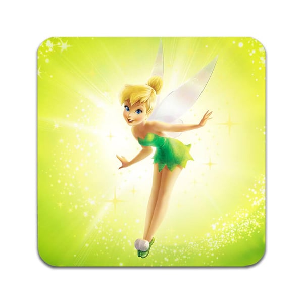 Glassunderlag (2-pakning): Tinker Bell, stilrene underlag med unike og livlige motiver