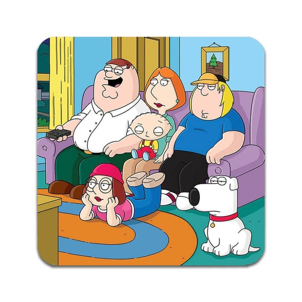 Lasinaluset (2 kpl): Family Guy, tyylikkäät aluset uniikeilla ja eloisilla kuvioilla