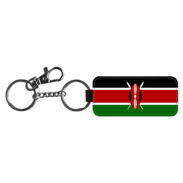 Nyckelring: Kenya Flagga, stilrent hängsmycke med livfull och unikt design