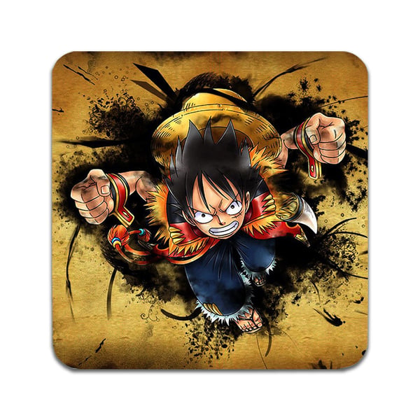 Glassunderlag (4-pakning): Manga One Piece, stilrene underlag med unike og livlige motiver
