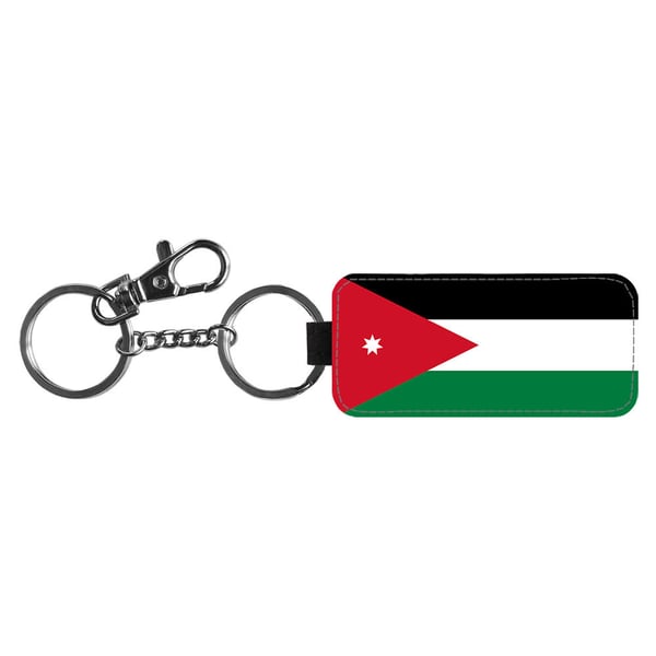 Nyckelring: Jordanien Flagga, stilrent hängsmycke med livfull och unikt design