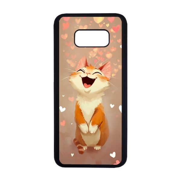 Til Samsung Galaxy S8+: Tegneserie Leende Katt, mobildeksel med unikt motiv, beskyttende cover