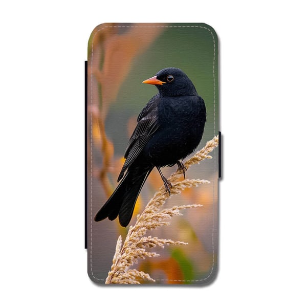 Fugl Svarttrost Samsung Galaxy S9, flipdeksel med unikt motiv, mobiletui med stativfunksjon