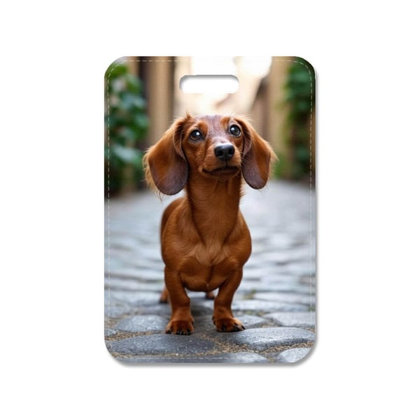 Veskeanheng: Dachshund, stilrent veskepynt med levende og unikt design, veskecharm til håndvesken eller ryggsekken