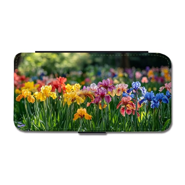 Til Samsung Galaxy S8: Blomst iris, flipdeksel med unikt motiv, mobiletui med stativfunksjon