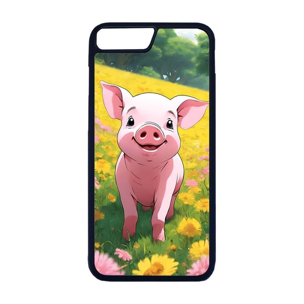 Til iPhone 7 Plus / 8 Plus: Børne Tegneserie Gris, mobilcover med unikt motiv, beskyttende cover