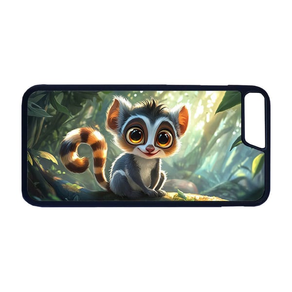 Til iPhone 7 Plus / 8 Plus: Yndig Tegnefilm Lemur, mobilcover med unikt motiv, beskyttende cover