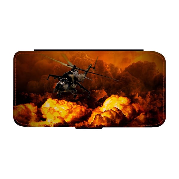 Til Samsung Galaxy S8+: Army Helicopter in War, flipdeksel med unikt motiv, mobiletui med stativfunksjon