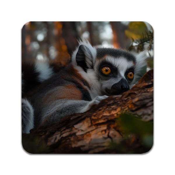 Glassunderlag (2-pakning): Dyr Lemur, stilrene underlag med unike og livlige motiver