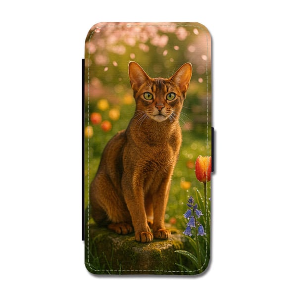 Til Samsung Galaxy S8+: Abessinisk Katt, flipdeksel med unikt motiv, mobiletui med stativfunksjon