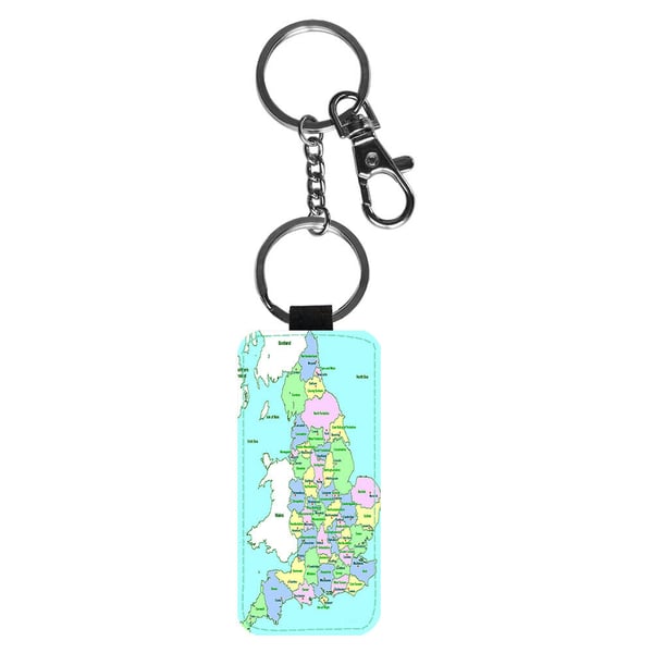 Avaimenperä: Map of United Kingdom -UK Map, tyylikäs riipus, jossa on eloisa ja uniikki kuvio