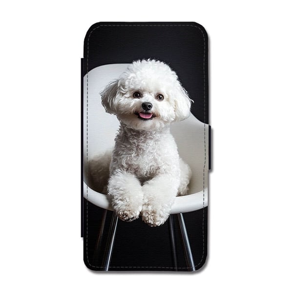 Til Samsung Galaxy S8+: Hunde Bichon Frise, flipdeksel med unikt motiv, mobiletui med stativfunksjon