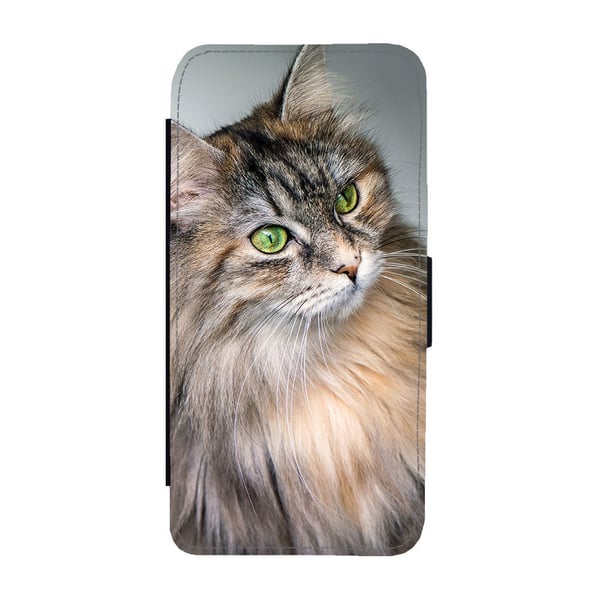 Til Samsung Galaxy S8: Siberian Cat, flipdeksel med unikt motiv, mobiletui med stativfunksjon