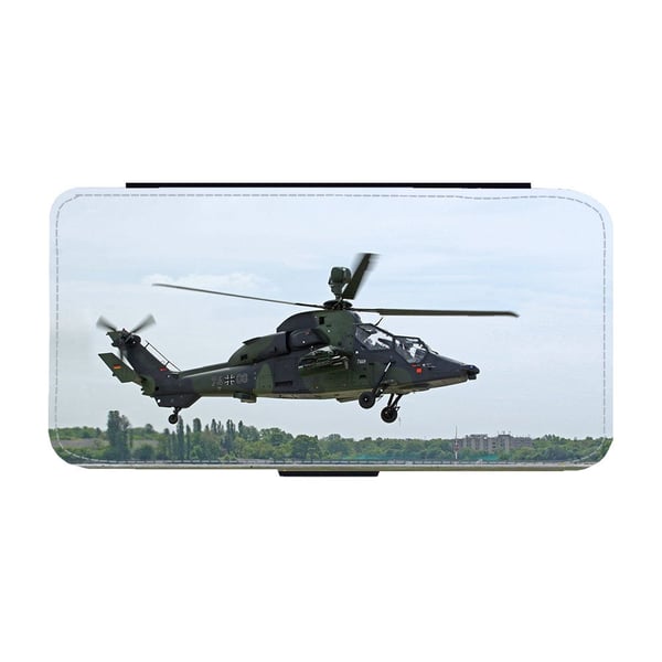 Til Samsung Galaxy S8+: Eurocopter Tiger Attack Helicopter, flipdeksel med unikt motiv, mobiletui med stativfunksjon