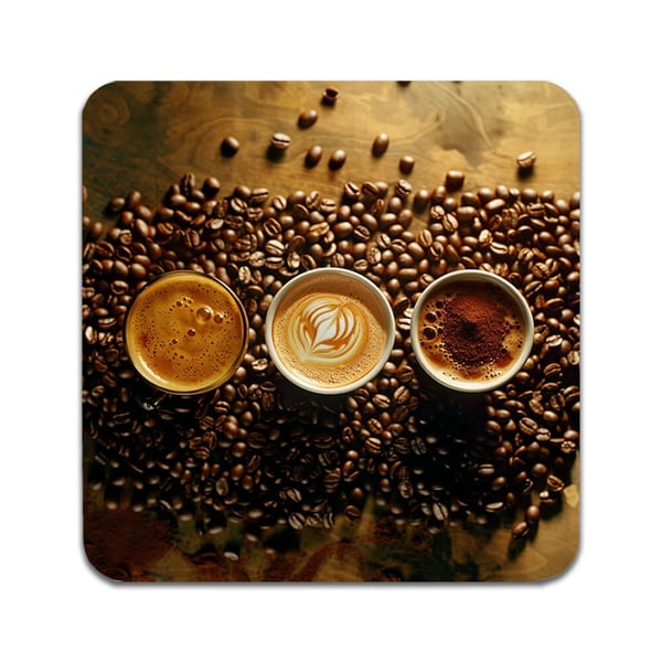 Glassunderlag (2-pakning): Kaffe Latte Cappuccino, stilrene underlag med unike og livlige motiver