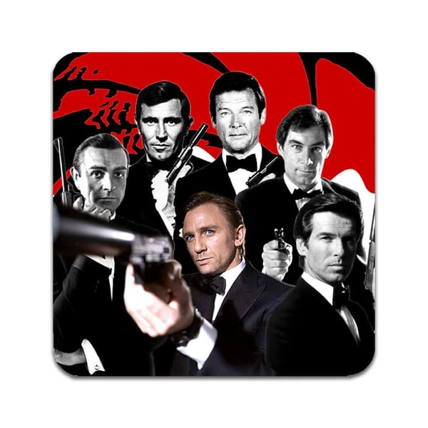 Glassunderlag (2-pakning): James Bond 007, stilrene underlag med unike og livlige motiver