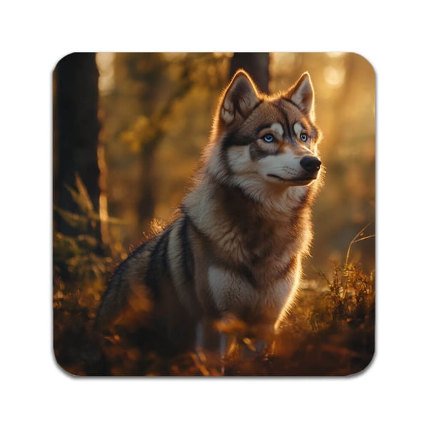 Glassunderlag (4-pakning): Hund Siberian Husky, stilrene underlag med unike og livlige motiver