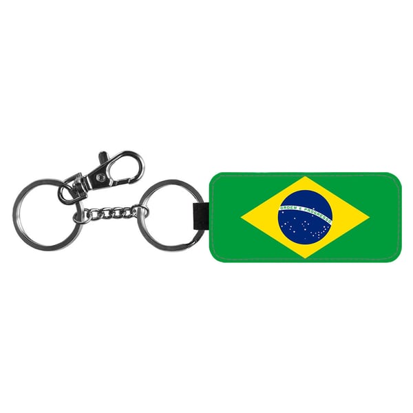 Nøkkelring: Brasilien Flagga, stilrent anheng med levende og unikt design