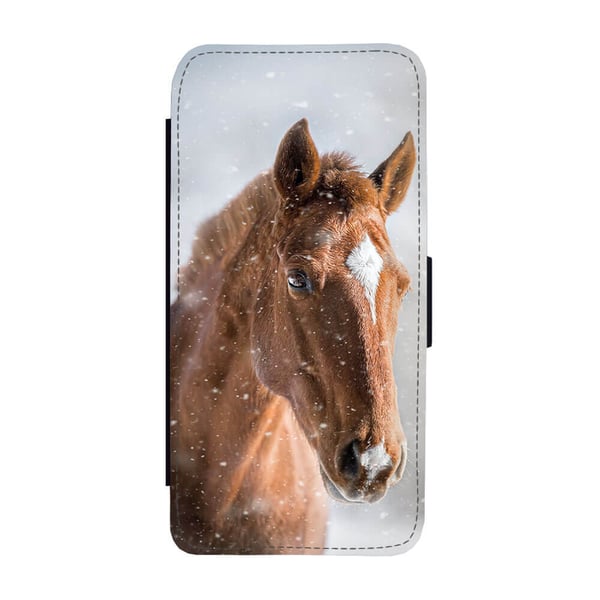 Til Samsung Galaxy S8: Brown Horse, flipdeksel med unikt motiv, mobiletui med stativfunksjon