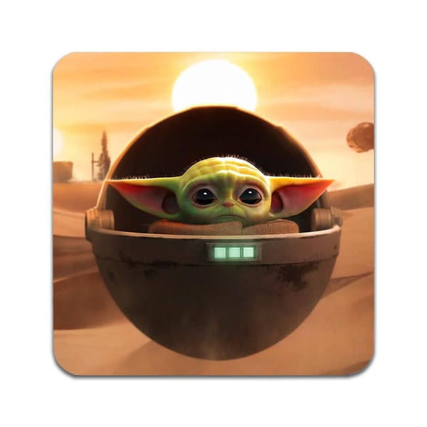 Glassunderlag (2-pakning): Baby Yoda, stilrene underlag med unike og livlige motiver