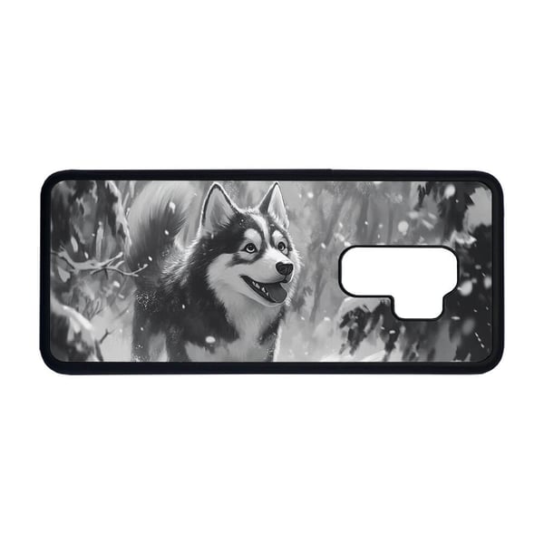 Til Samsung Galaxy S9+: Barne Tegneserie Siberian Husky Hund, mobildeksel med unikt motiv, beskyttende cover
