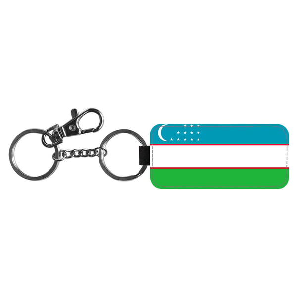 Nøkkelring: Uzbekistan Flagga, stilrent anheng med levende og unikt design