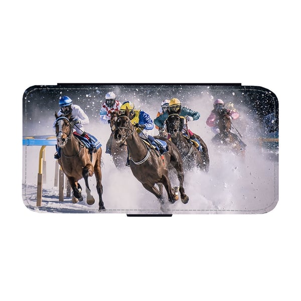 Til Samsung Galaxy S8: Horse Racing, flipdeksel med unikt motiv, mobiletui med stativfunksjon
