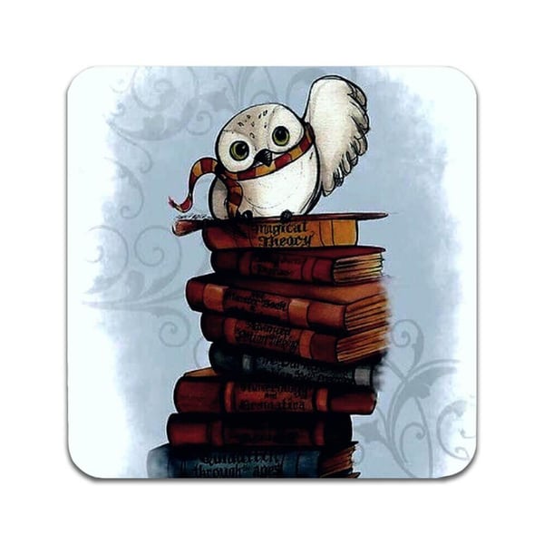 Glassunderlag (2-pakning): Harry Potter Hedwig, stilrene underlag med unike og livlige motiver