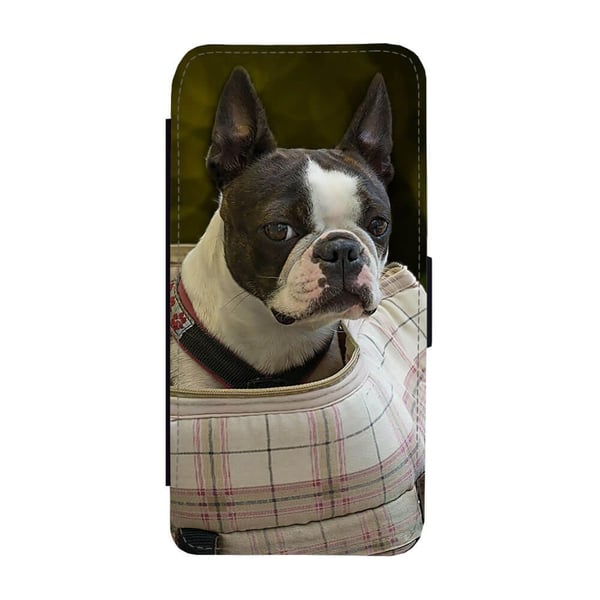 Til Samsung Galaxy S8+: Boston Terrier Dog, flipdeksel med unikt motiv, mobiletui med stativfunksjon