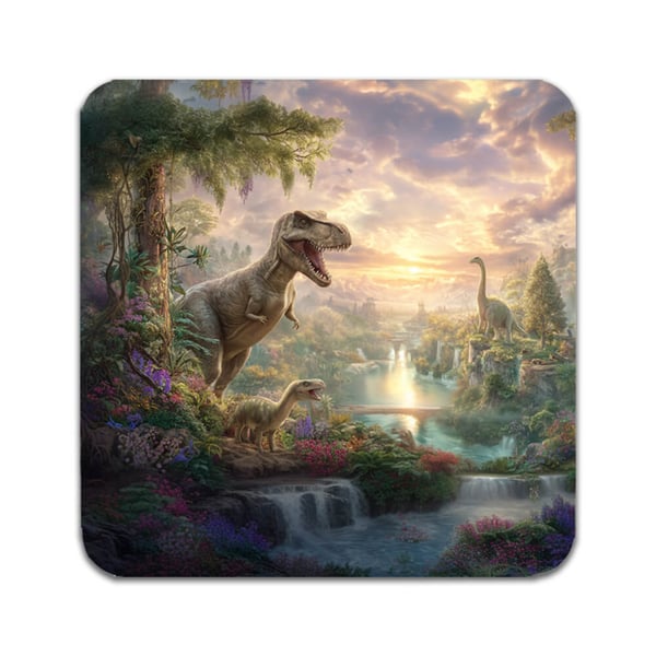 Glassunderlag (4-pakning): Dinosaurer, stilrene underlag med unike og livlige motiver