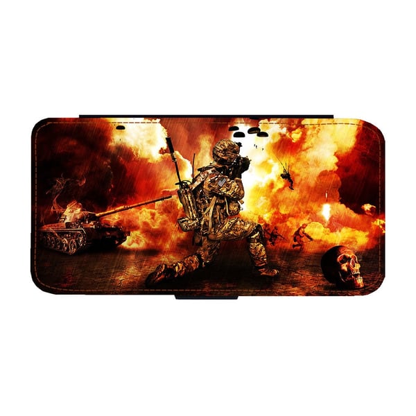 Til Samsung Galaxy S9: Battlefield, flipdeksel med unikt motiv, mobiletui med stativfunksjon