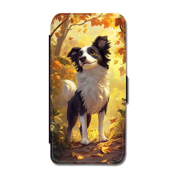 Til Samsung Galaxy S8+: Barn Søt Tegneserie Border Collie Hund, flipdeksel med unikt motiv, mobiletui med stativfunksjon