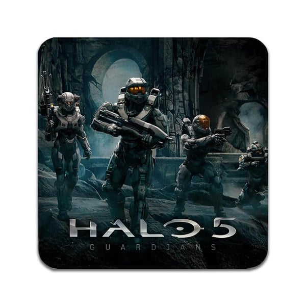 Glassunderlag (4-pakning): Halo Spel, stilrene underlag med unike og livlige motiver